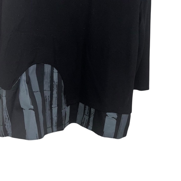 Malissa J Black Tunic Hoodie Top Abstract Art Bamboo Print Oversized large L Xl - Picture 2 of 11